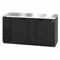 Hoshizaki America Refrigerator, Two Section, Black Vinyl Back Bar Back Bar, Solid Doors,  BB69